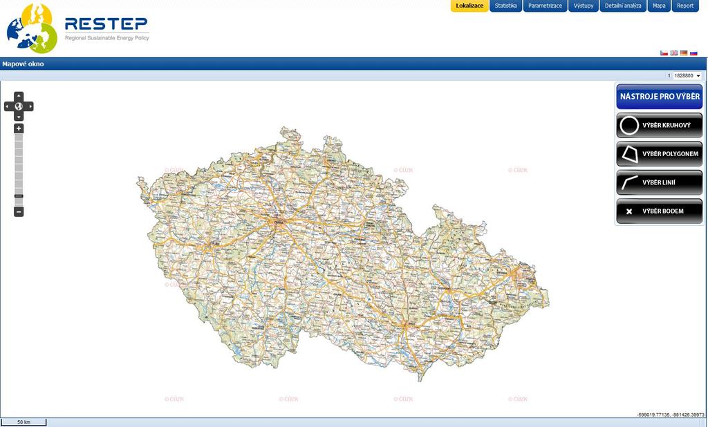 PostGIS pro práci s prostorovými daty. Mapové části aplikace jsou řešeny pomocí javascriptové knihovny Openlayers a mapového serveru UMN mapserver.