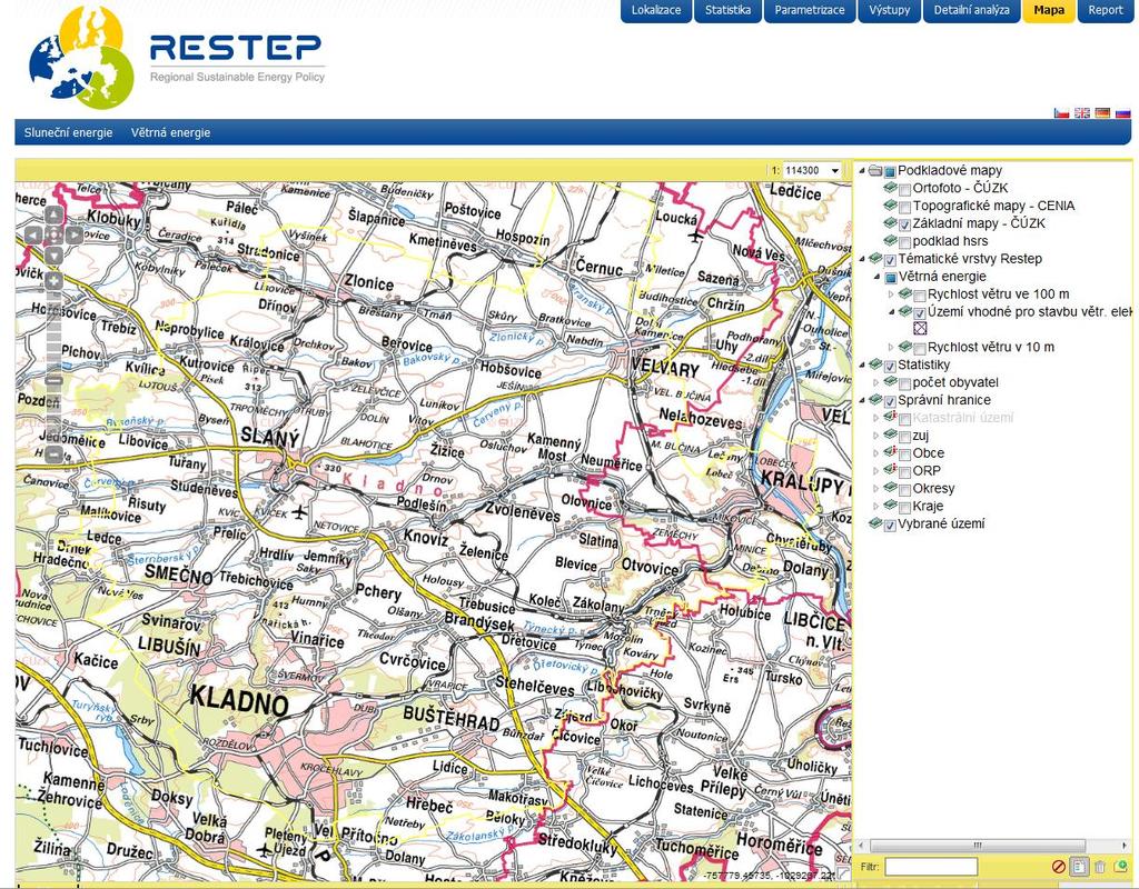 Obr. 9 Grafické znázornění vrstev aplikace RESTEP 5. PŘEHLED TÉMATICKÝCH VRSTEV APLIKACE RESTEP Aplikace RESTEP prochází neustálým vývojem a jednotlivé databáze jsou průběžně aktualizovány.