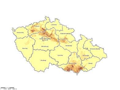 Grafické znázornění ohroženosti orné půdy ČR je vidět na obr. 1. Tmavá barva značí nejvyšší ohrožení orné půdy větrnou erozí.