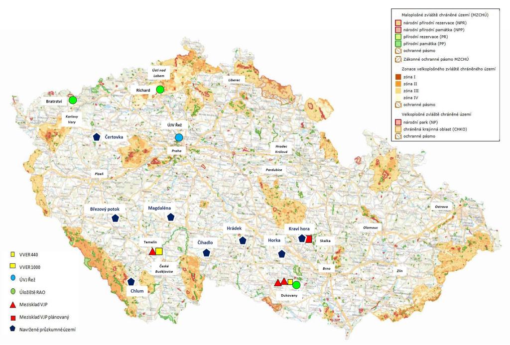 Obr. 22.: Situace chráněných území na území ČR.