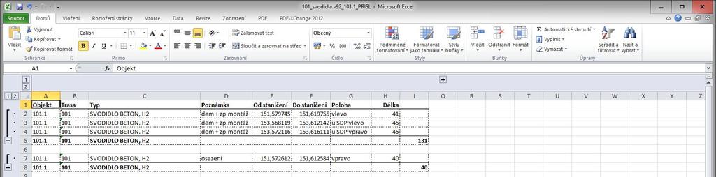 SI92 7. Vykreslení příslušenství do příčných řezů Údaje připravené v souboru jméno.