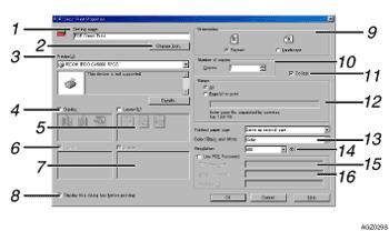 Ostatní tiskové operace Vlastnosti pøímého tisku PDF 1. Název nastavení: Zobrazí název konfigurace plug-in (maximálnì 63 jednobajtovîch znakù). 2. Zmìnit ikonu.