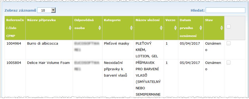 Vybrané přípravky se následně zkopírují do uživatelského rozhraní vybrané odpovědné osobě, přičemž jim bude přiděleno nové referenční číslo CPNP, stav KONCEPT, a na skutečnost, že byly převedeny od