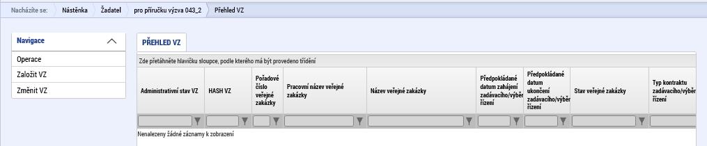 Poté vyplňte všechny relevantní položky ze záložek Identifikace VZ, Veřejné zakázky, Údaje o smlouvě/dodatku, Údaje o námitkách,