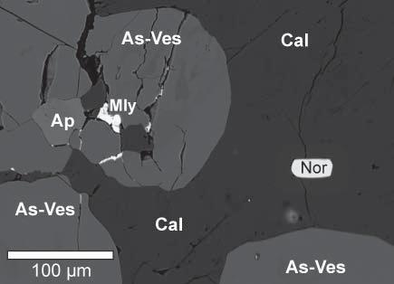111 neodpovídaly po přepočtech žádnému známému minerálu a teprve podrobnějším studiem na mikrosondě byl zjištěn překvapivý zvýšený obsah As, který ve vesuvianu nebyl donedávna téměř vůbec uváděn