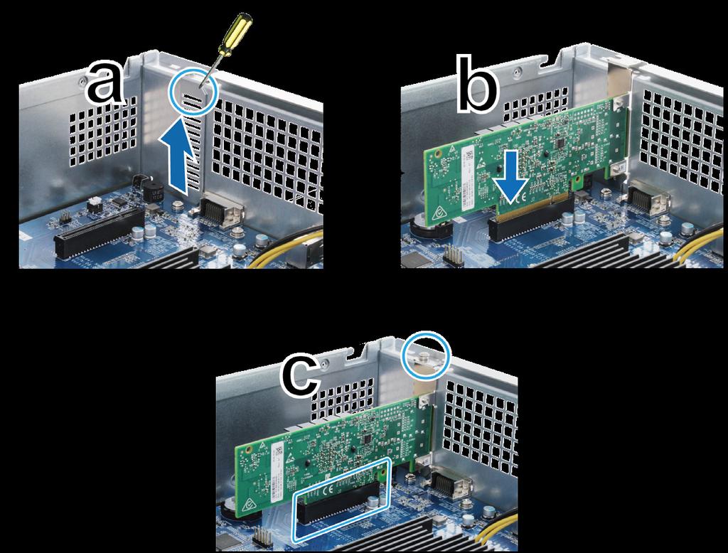 Připojení síťových karet do zařízení RackStation Zařízení RackStation podporuje jednu přídavnou síťovou kartu PCIe x8.