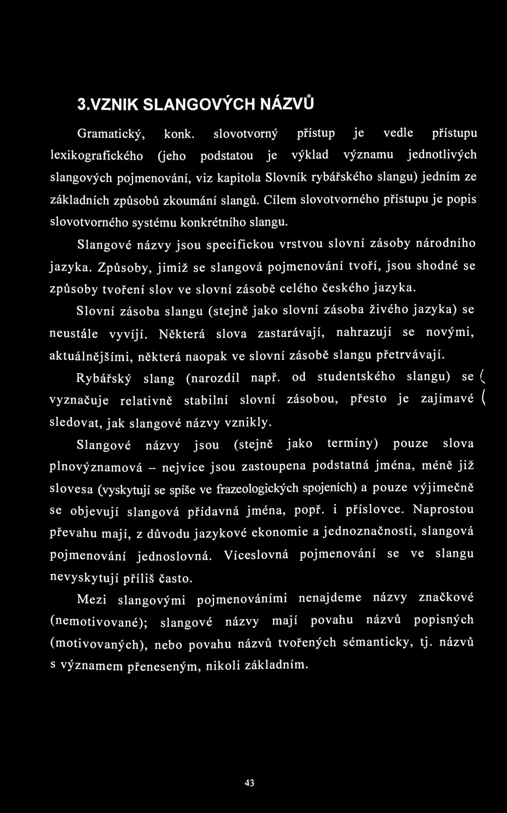 3.VZNIK SLANGOVÝCH NÁZVŮ Gramatický, konk.