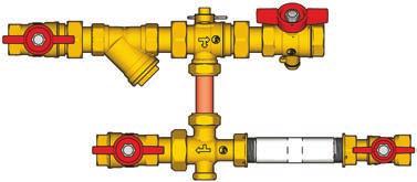 SESTAVA GE550 PŘIPOJENÍ VODOMĚRŮ Sestava určená pro připojení vodoměrů pro teplou a studenou sanitární vodu je složena ze dvou kulových kohoutů, zpětného