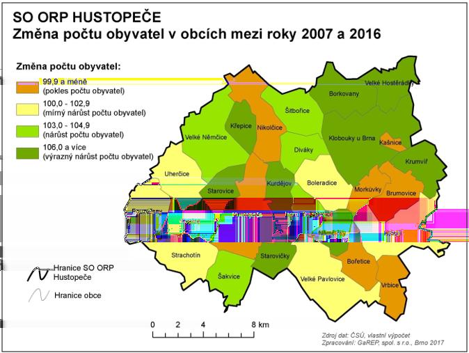 do 15 let (tzv. index stáří v hodnotě 104,5) mírně převažují senioři a při současném demografickém vývoji lze předpokládat zvyšování jejich podílu.