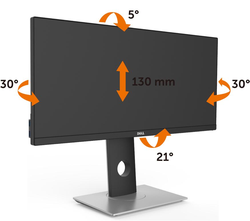 Náklon, otočení a svislé vysunutí POZNÁMKA: Platí pro monitor se stojánkem. Zakoupíte-li jiný stojánek, postupujte podle návodu na instalaci příslušného stojánku.