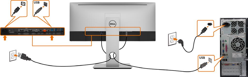 Připojení jednoho monitoru Připojení kabelu HDMI (volitelné) Připojení kabelu DP (nebo mdp) POZNÁMKA: Výchozí