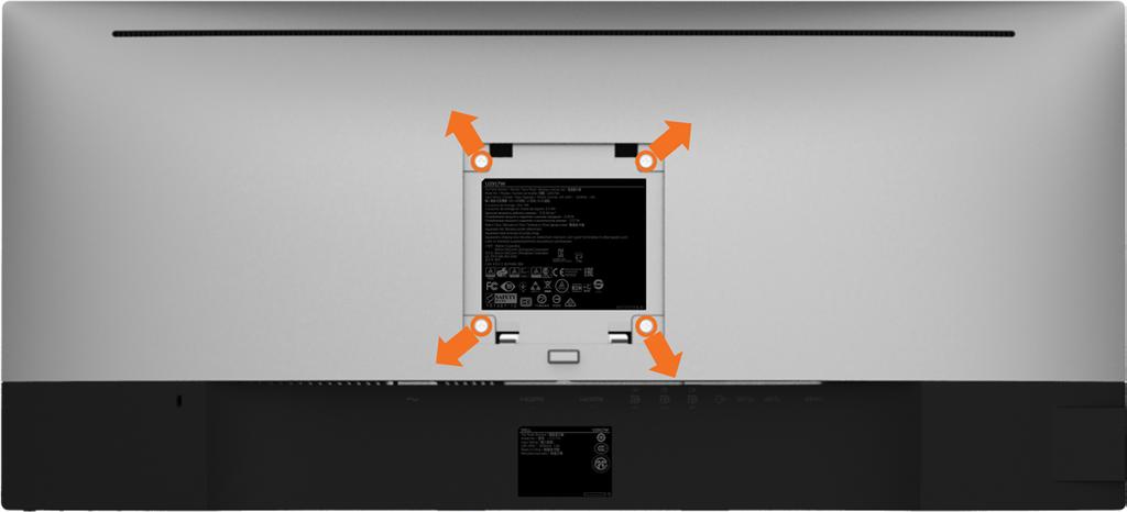 Upevnění na stěnu (volitelné) POZNÁMKA: Připevněte monitor k nástěnnému držáku šrouby M4 x 10 mm. Viz pokyny dodané s VESA sadou pro montáž na stěnu.