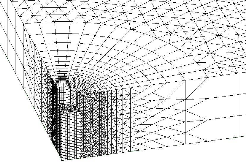 Obr. 2 3D model působení napětí na stěnu kruhového otvoru.