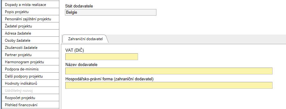 dodavatele a Hospodářsko-právní formu.