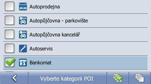 Zobrazování bodů zájmu (POIs) Zajímavé místa, objekty na mapě - Points of Interest (POIs) jsou tematicky seskupeny do kategorií podle typu nabízených služeb.