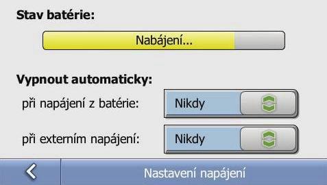 Napájení Indikátor Stav baterie zobrazuje procento energie, která v akumulátoru Vašeho přístroje Mio ještě zůstala.