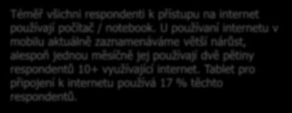 Přístup na internet Zařízení, na kterých používáte internet ZÁKLAD: Respondenti 10+ využívající internet n=1892 (únor13),n=1916 (květen 13), n=1965 (říjen 13), n=1869 (únor 14), n=1866 (květen 14),