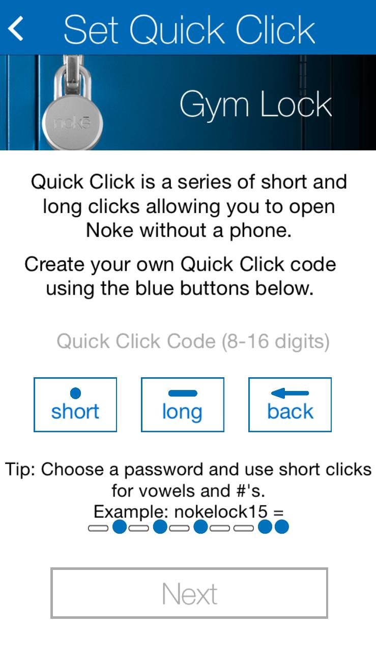 13. Nstvte vlstní kód pro rychlé otevření (Quick-Click) kombinci krátkých