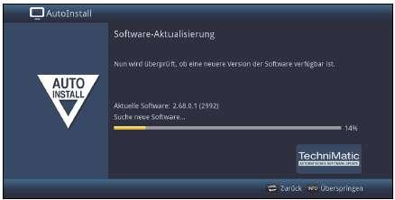 Aktualizace software Nyní přezkouší digitální přijímač, je-li pro přístroj k dispozici nový software. Když nový software k dispozici je, můžete automaticky provést aktualizaci software.