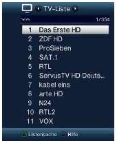 6.3.3 Pomocí navigátoru (Nabídky programů) > Stiskněte tlačítko OK. Objeví se Nabídka programů Navigátor. V TV provozu se objeví pouze TV programy, v rozhlasovém provozu jen programy radia.