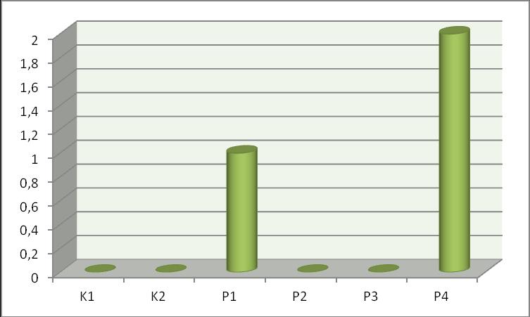 Úhyn kachen Cherry Valley za sledované období (kusů) K1, K2 - kontrola, P1, P2-50% náhrada sójového extrahovaného šrotu P3, P4-100% náhrada sójového