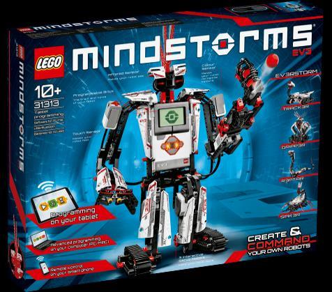 Roboti pro výuku LEGO Mindstorms EV3 je robotická multifunkční stavebnice programovatelná puzzle programovacím prostředí drag&drop se řadou senzorů 600 součástek, 3 servo motory, světelné čidlo,