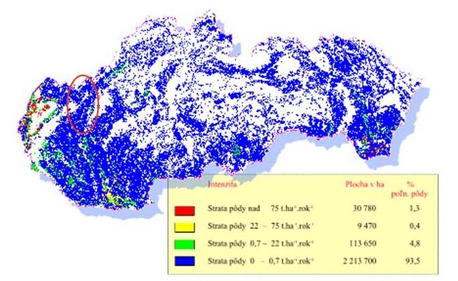 Veterná erózia nie je závažným problémom na Slovensku. Postihuje asi 6,5 % z výmery poľnohospodárskych pôd SR a to najmä v oblastiach nížin s ľahkými pôdami.