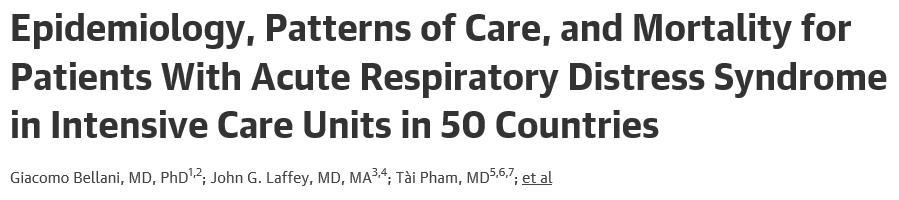 - international, multicenter, prospective cohort study - 4 consecutive weeks in the winter of 2014-459 ICUs from 50 countries across 5 continents - 3022 of 29 144 patients