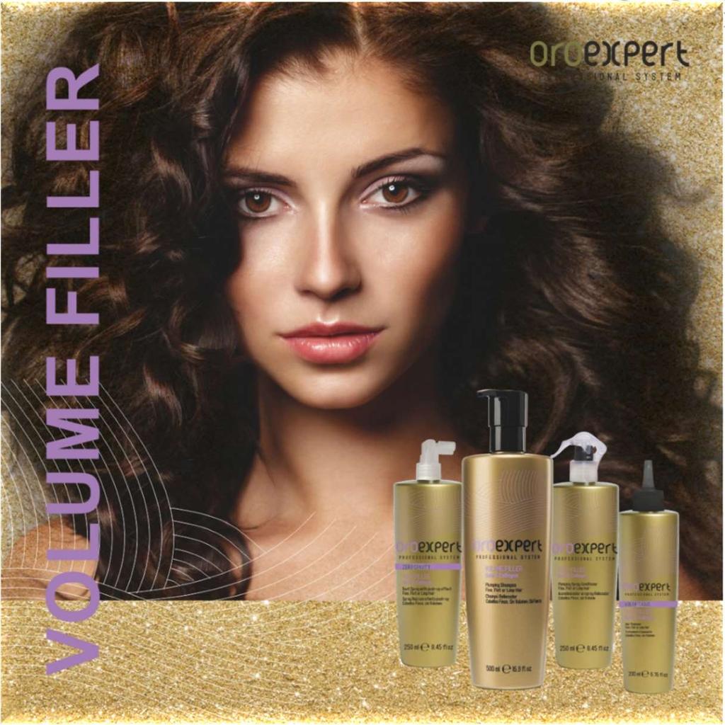 VOLUME FILLER PRO DODÁNÍ OBJEMU JEMNÝM A ZPLIHLÝM VLASŮM Když jsou vlasy až příliš jemné, řídké a je těžké docílit objemného a nadýchaného účesu, Volume Filler je tím správným řešením.