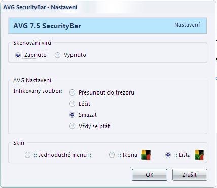 Nastavení Okno nastavení se skládá ze tří tematických rámců a jejich možností.