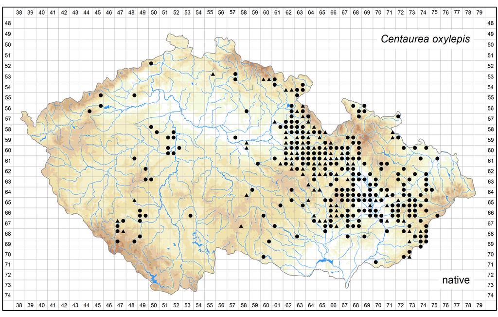 Distribution of Centaurea oxylepis in the Czech Republic Author of the map: Petr Koutecký Map produced on: 06-02-2017 Database records used for producing the distribution map of Centaurea oxylepis
