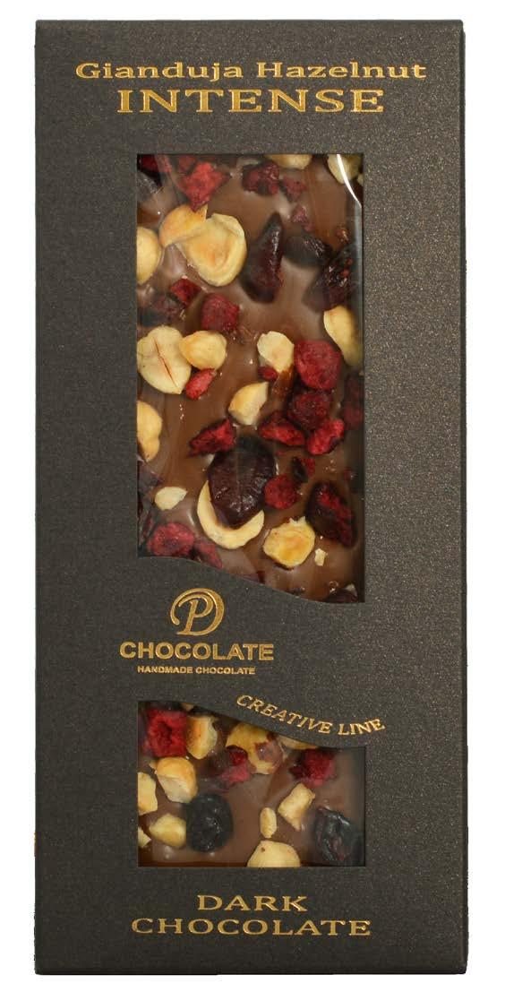 Tabuľková čokoláda Creativ Line INTENSE Čokoládovo-oriešková gianduja v horkej čokoláde 72% s praženými lieskovými