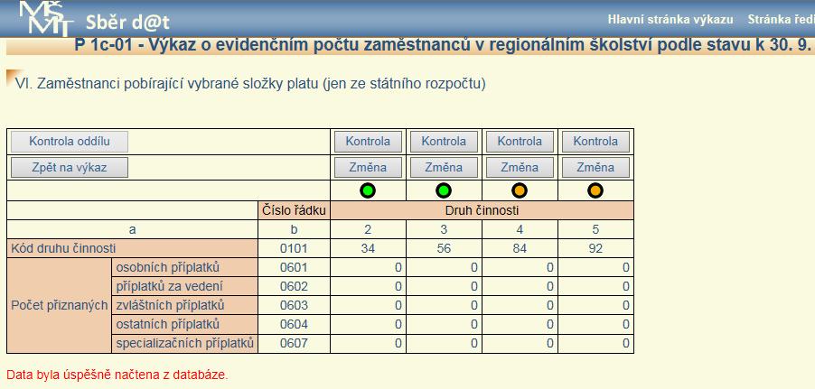 Kontrola. Následně provedete kontrolu celého oddílu pomocí tlačítka Kontrola oddílu a program se vrátí na hlavní stránku výkazu.