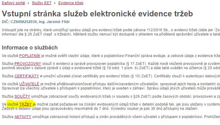 Zasílání opravných datových zpráv EET v programu TRIFID Tato kapitola popisuje způsoby zasílání opravných datových zpráv na server EET.