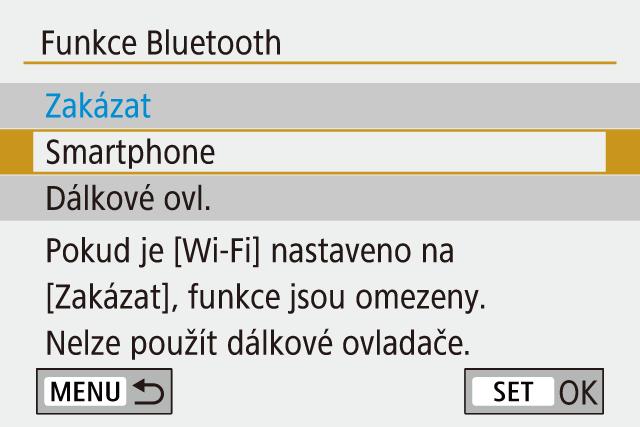 komunikace] [Funkce Bluetooth] [Funkce Bluetooth] [Zakázat].