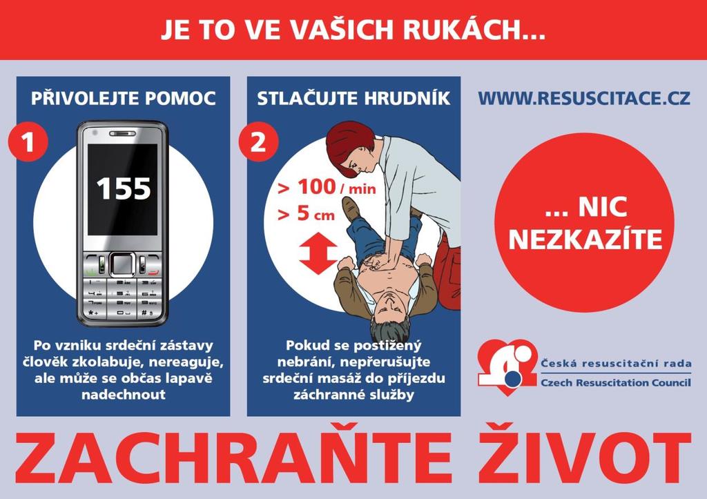 Příloha č. 5 Pravidla kardiopulmonální resuscitace u seniorů 1. Opatrně přistupte je zde bezpečno? (el. proud, dopravní situace, prostředí) 2. Zkontrolujte vědomí (oslovím, zatřesu rameny) 3.