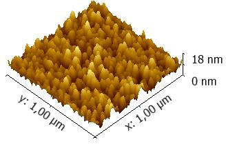 Rovinnost naprášené vrstvy při teplotě komory υ = 35 C osciluje mezi 5 až 18 nm, viz. topografie měděné vrstvy na obr. 6.4.