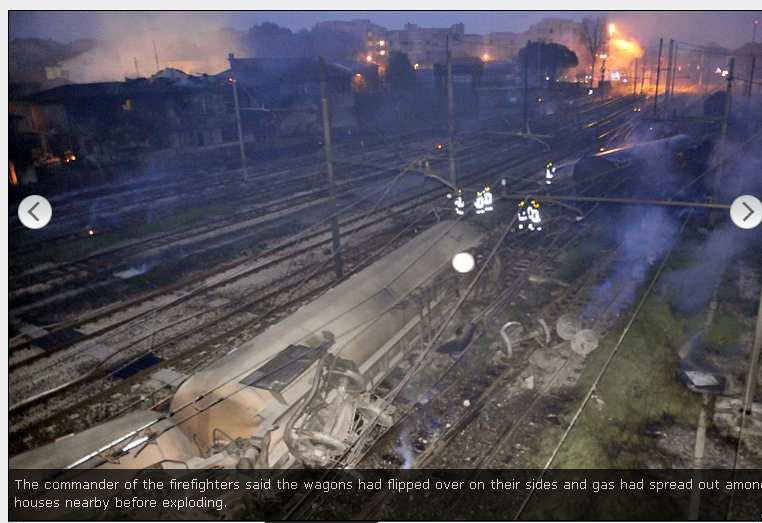 29.6.2009: Viareggio, Itálie: vykolejení železničních cisteren na nádraží, exploze a následné požáry cisteren s LPG: 32, 26, 1 000 evakuovaných <http://news.bbc.co.