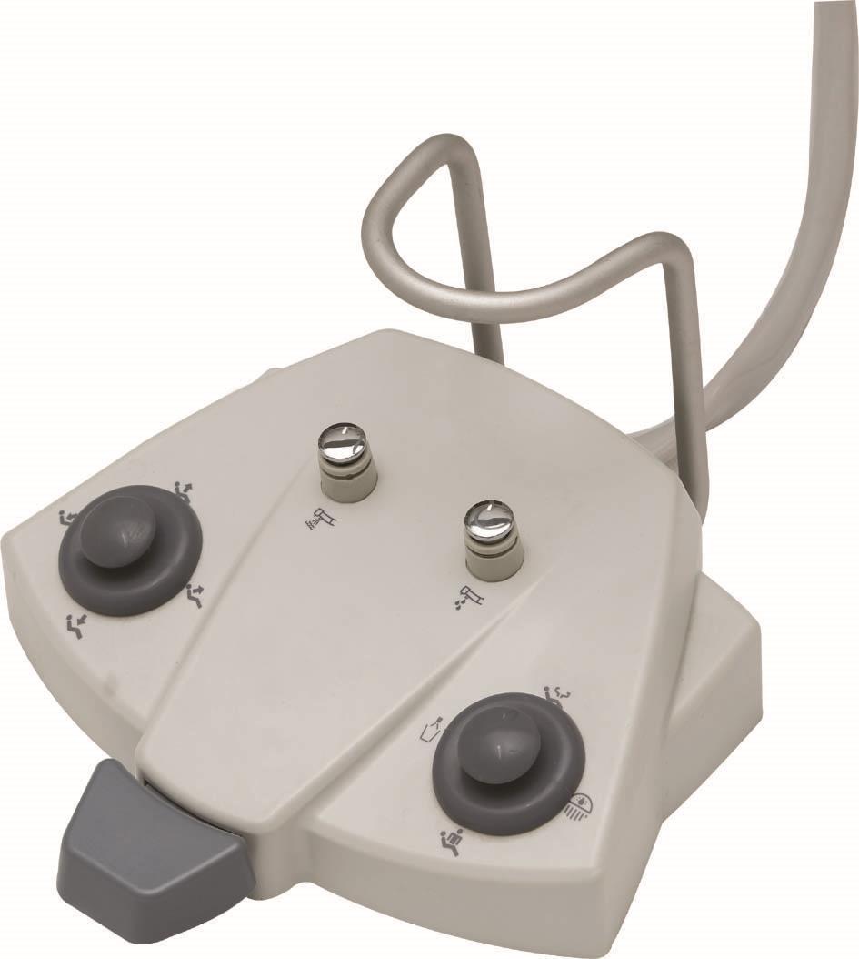 PLNĚ OVLADATELNÁ JEDNOTKA E ATTENTION TO HYGIEN Multifunkční nožní pedál Vzduch Voda Joystick pro ovládání křesla