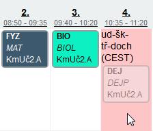 režimu rozvrhů. Následně zobrazte předmětný den u rozvrhu třídy.