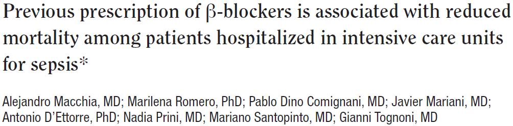 - Retrospective italian database 2003-2008: 9465 pts > 40 years - 1061 on betablockers (11.