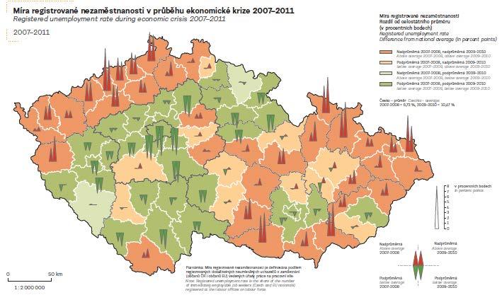 3. ÚLOHA Vývoj nezaměstnanosti Míra nezaměstnanosti je důležitým jevem v ekonomice. Diskutujte, proč došlo k jejímu výraznému vzestupu po roce 1989 (rozložení viz mapa 1991).