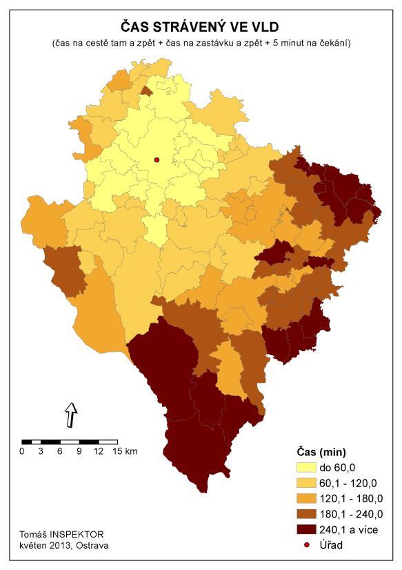 U téměř poloviny obcí překračuje celková doba 8 hodin, tedy standardní pracovní dobu. Obr. 6.