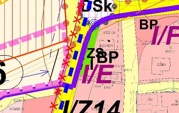 Dle údajů z KN bylo upraveno vymezení hranice zastavěného území, plochy, na