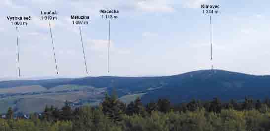 Například dominantní Klínovec (1 244 m) je nejvyšším vrcholem České republiky ležícím mimo chráněné území. Na jeho sv.