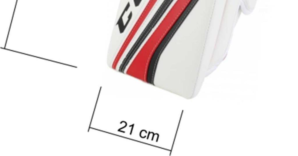 Obrázek 14: Vyrážečka 215 - BRANKÁŘSKÉ RUKAVICE LAPAČKA a) Maximální rozměry lapačky nesmí přesáhnout: - 41 cm na délku - 23 cm na šířku v