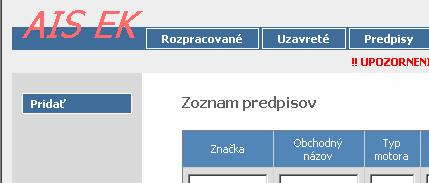 Stlačíte záložku Predpisy na hornej lište (ak už vytvárate protokol stlačte záložku Predpisy pravým tlačidlom myši a z ponuky si vyberte Otvoriť v novom okne ) a v následne otvorenom okne tlačidlo