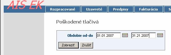 b) Poškodené materiály - v záložke Sklad stlačte tlačidlo Poškodené tlačivá.