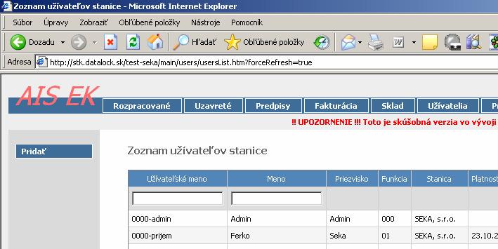 8. Užívatelia Základné nastavenie užívateľov a ich rolí vytvára správca systému