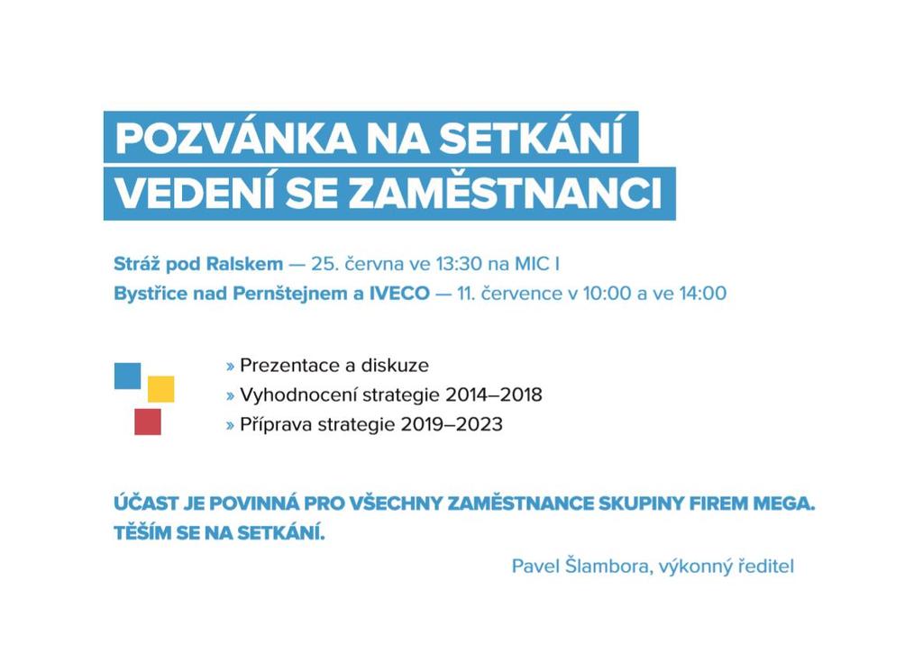 Setkání zaměstnanců firem ve skupině MEGA s vedením 25.